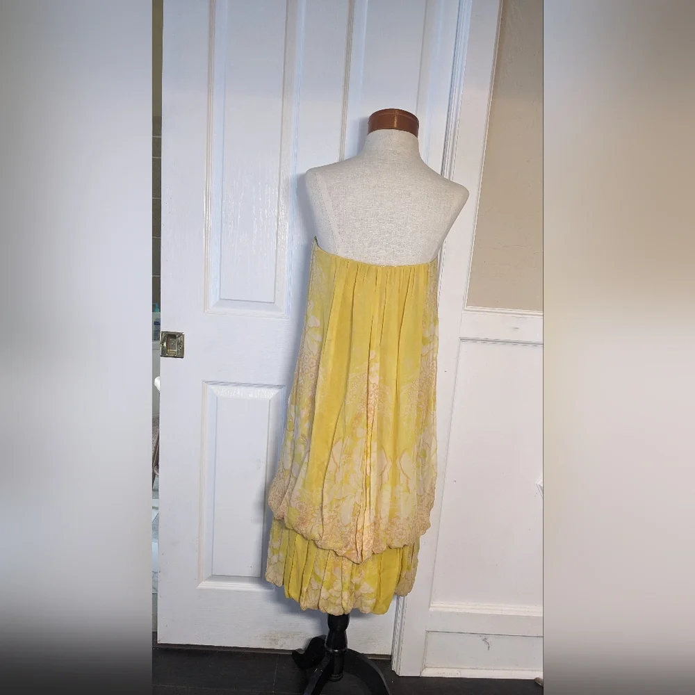 Tracy Reese Metallic Gold Strapless Brocade Dress With Silk Cape - Picture 4 of 5